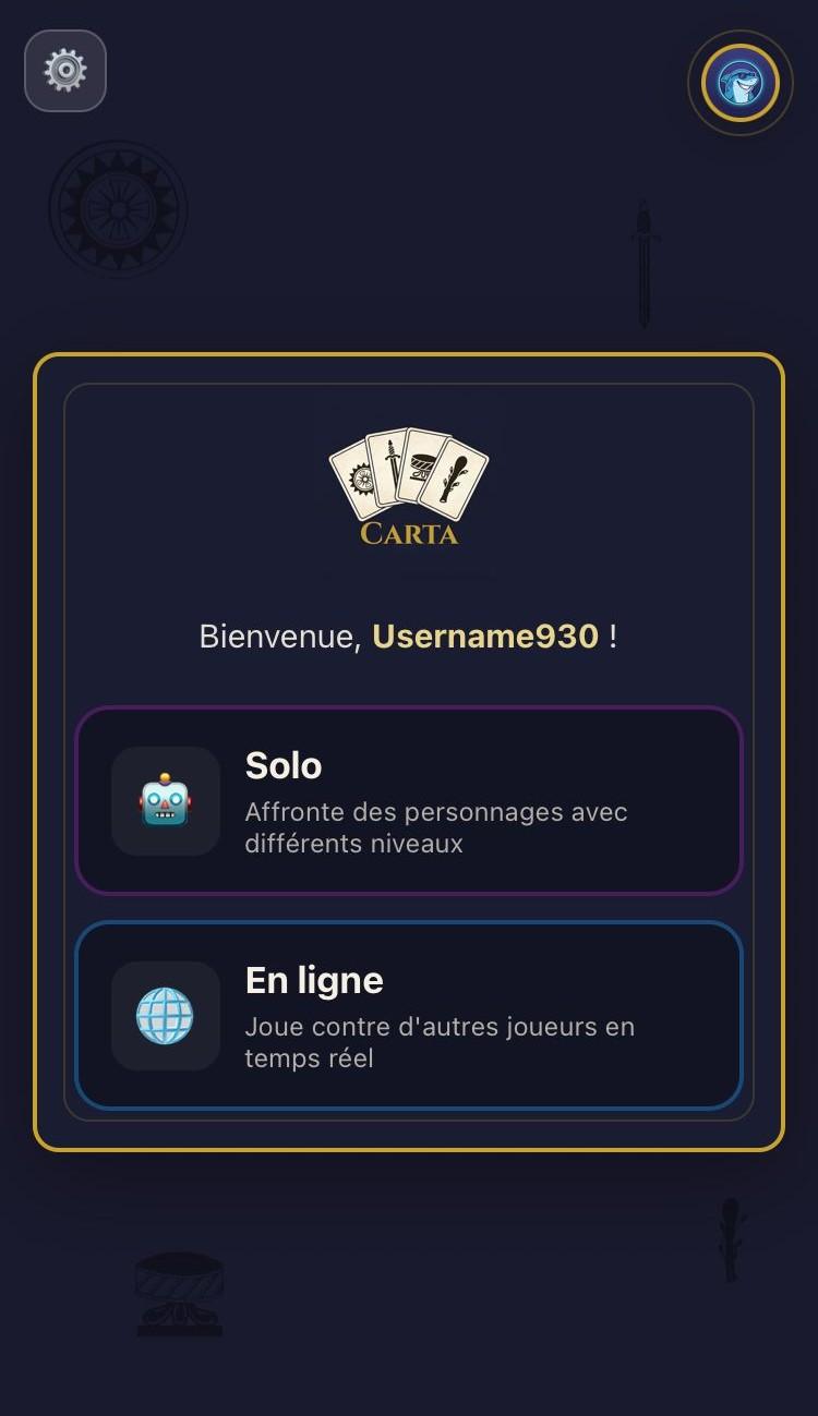 Aperçu de l'application Carta